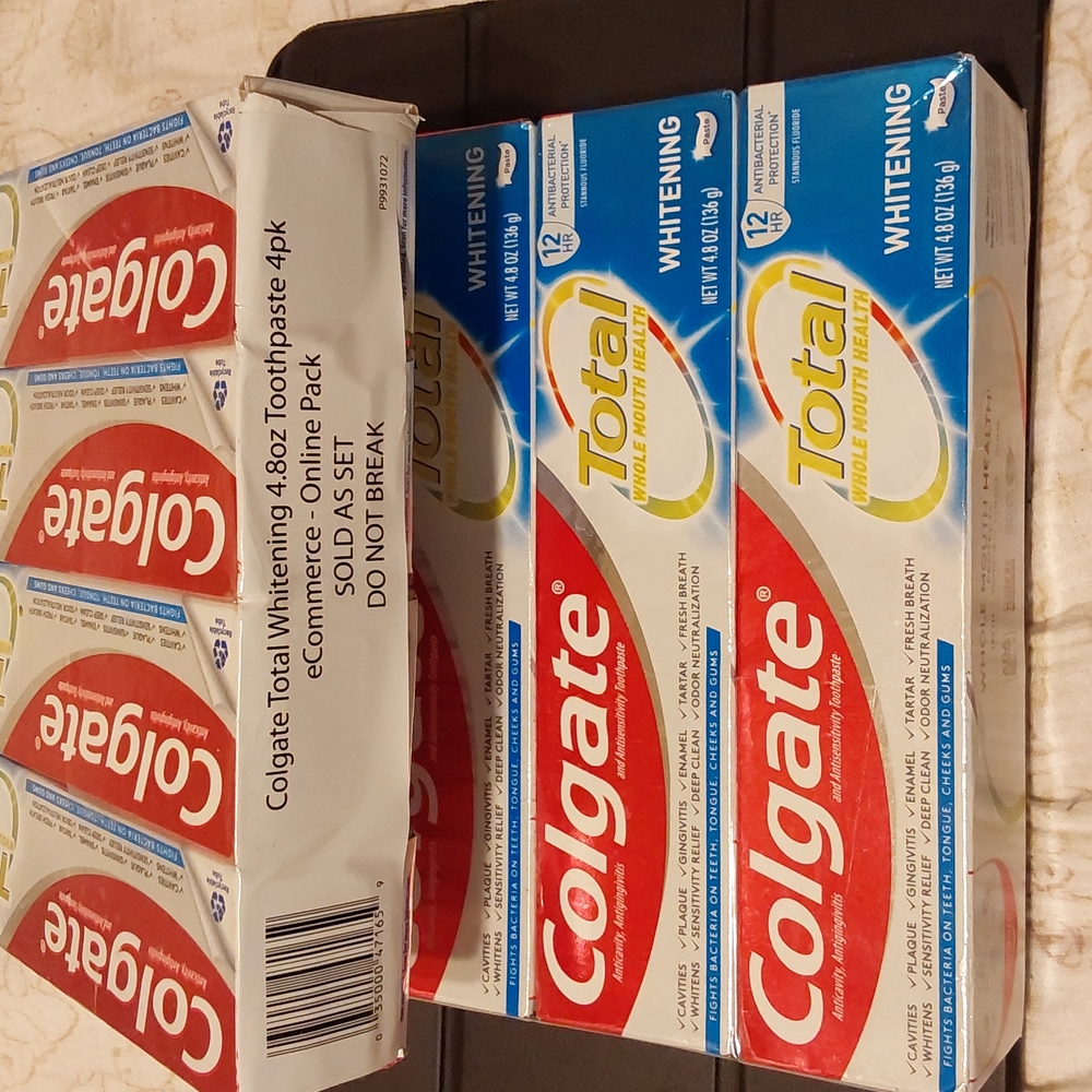 TWO 4.8 ounce (4 PACK)  COLGATE TOTAL  WHITNING GEL TOOTHPASTE